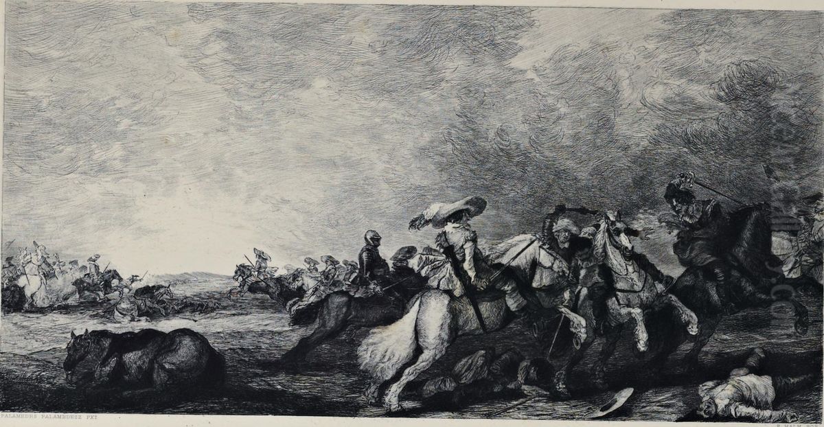 Reitergefecht Oil Painting by Palamedes Palamedesz.
