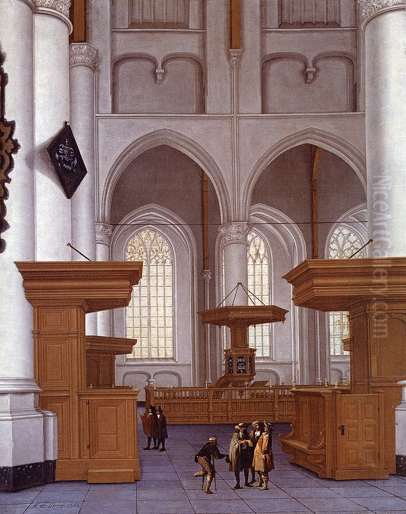 Interior Of The Saint Lawrence Church, Rotterdam, View To The South Oil Painting by Anthonie De Lorme