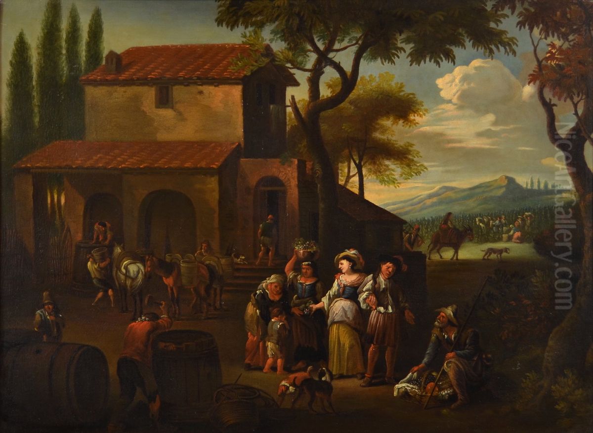 The Harvest Oil Painting by Pieter van Bloemen