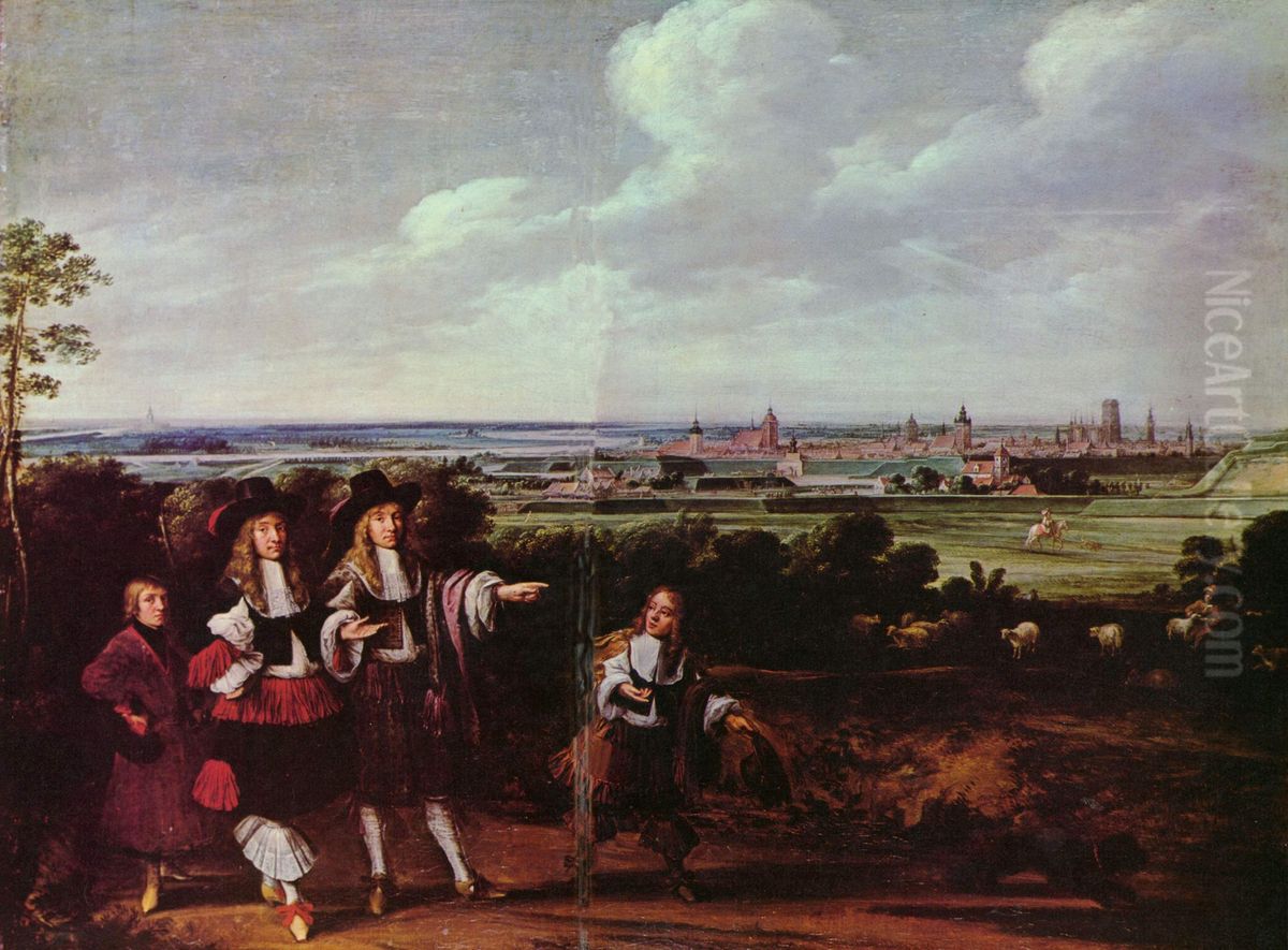 A stroll outside the walls of Gdansk. Oil Painting by Andreas Stech