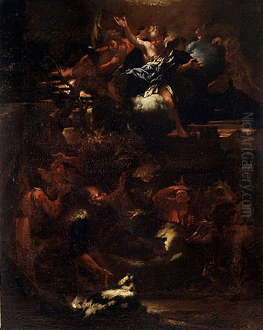 Annunciation to the shepherds Oil Painting by Livio Mehus