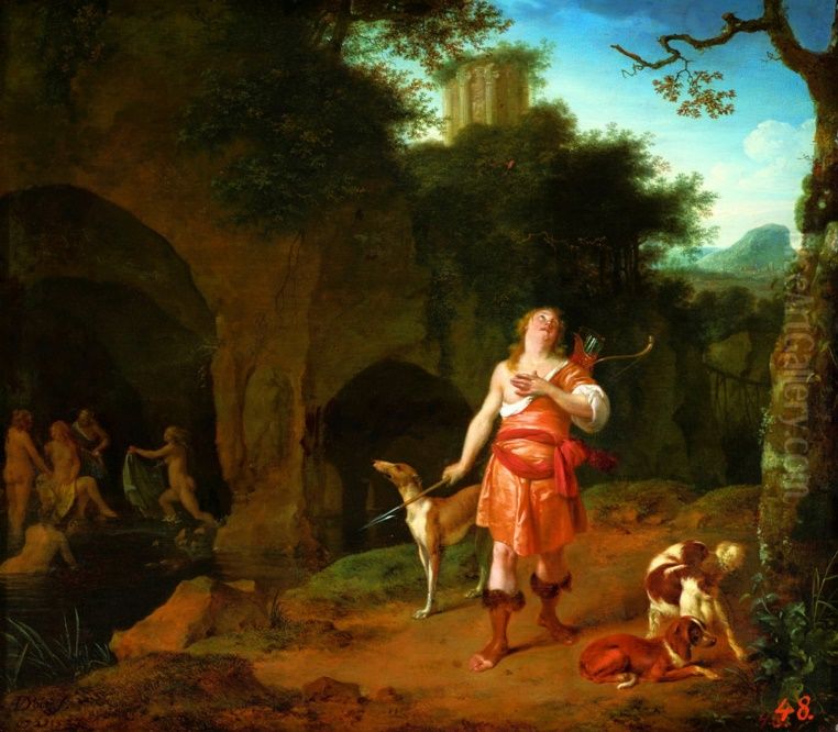Diana and Actaeon. Oil Painting by Ary de Vois
