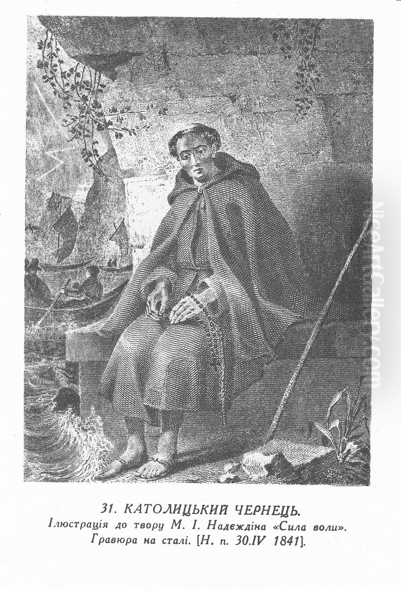 <<Katoliceskij monah>> Oil Painting by Taras Shevchenko