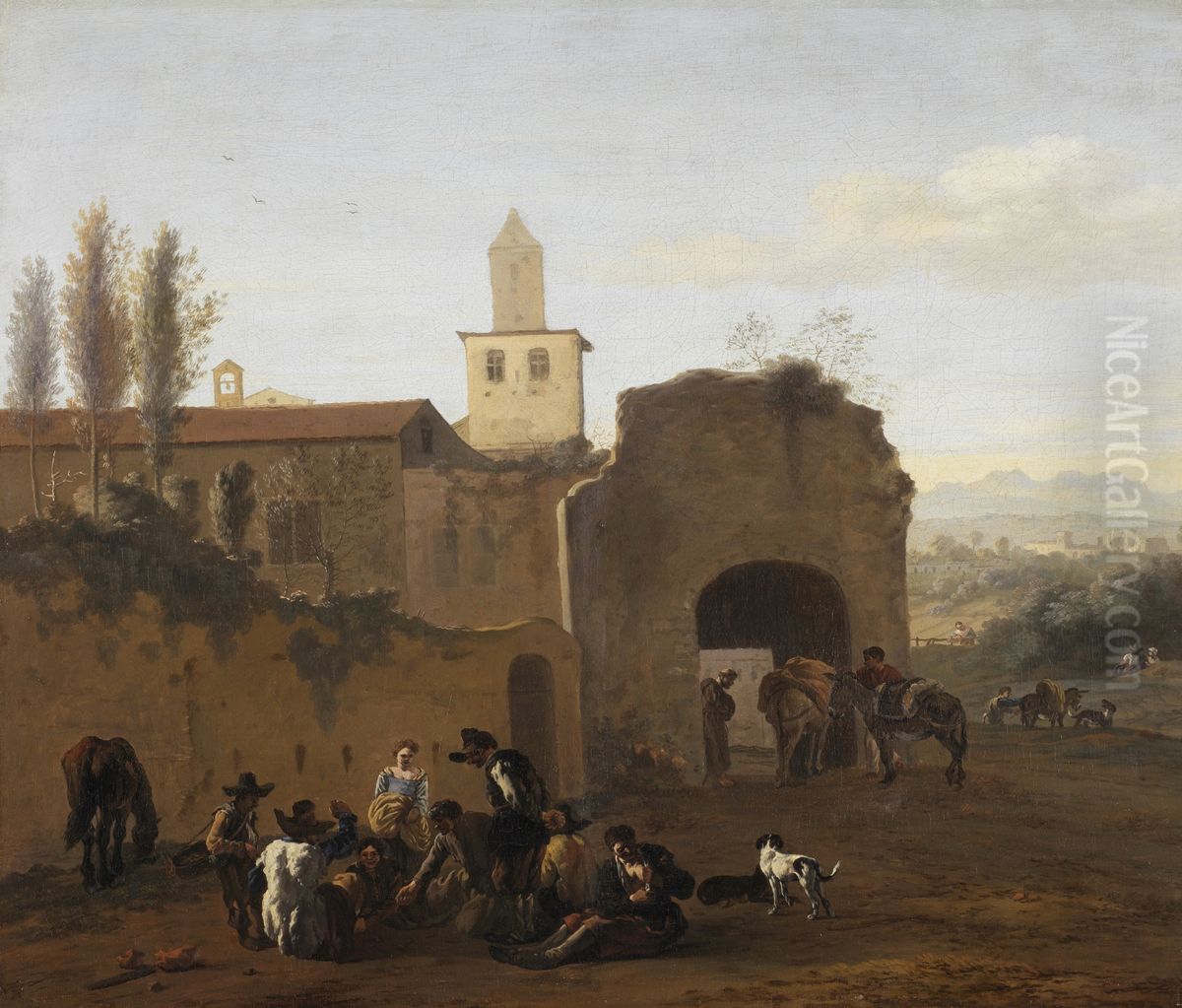 Morra players. Oil Painting by Karel Dujardin