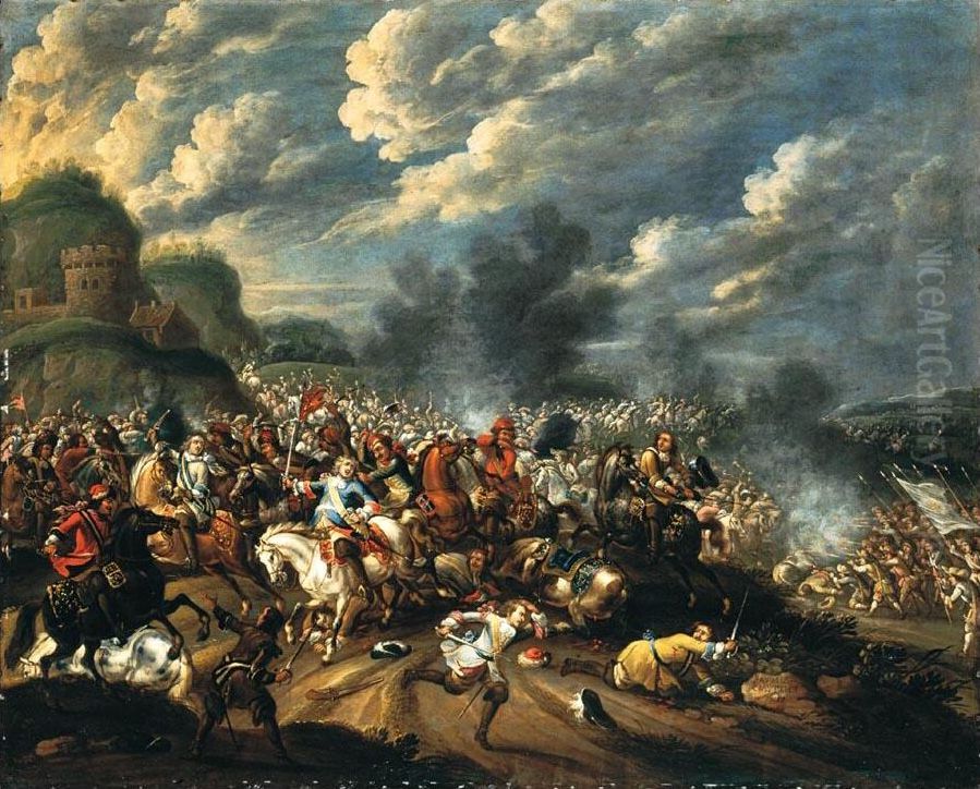 Battle between king John Sobieski III and the Turks Oil Painting by Pauwels Casteels