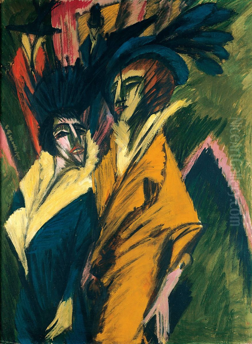 Two Women on the Street Oil Painting by Ernst Ludwig Kirchner