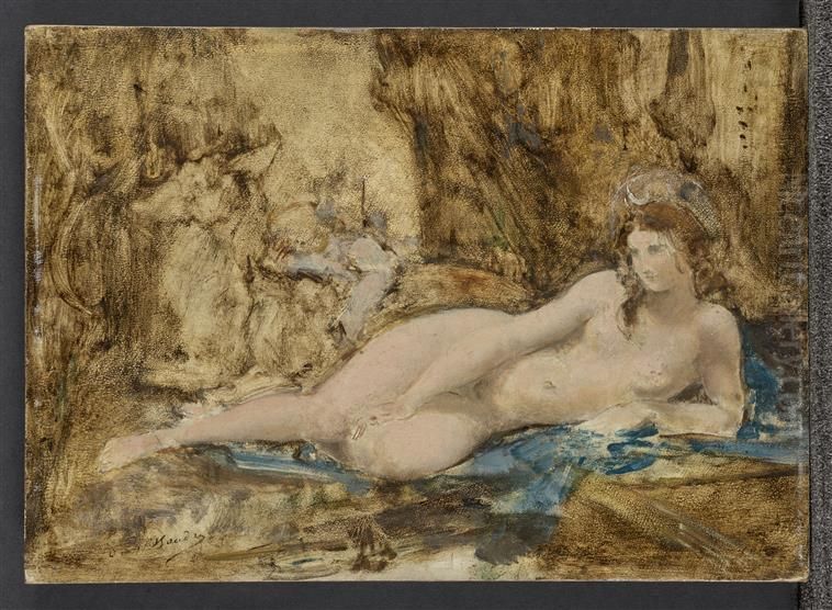 Esquisse pour Diane au Repos Oil Painting by Paul-Jacques-Aime Baudry