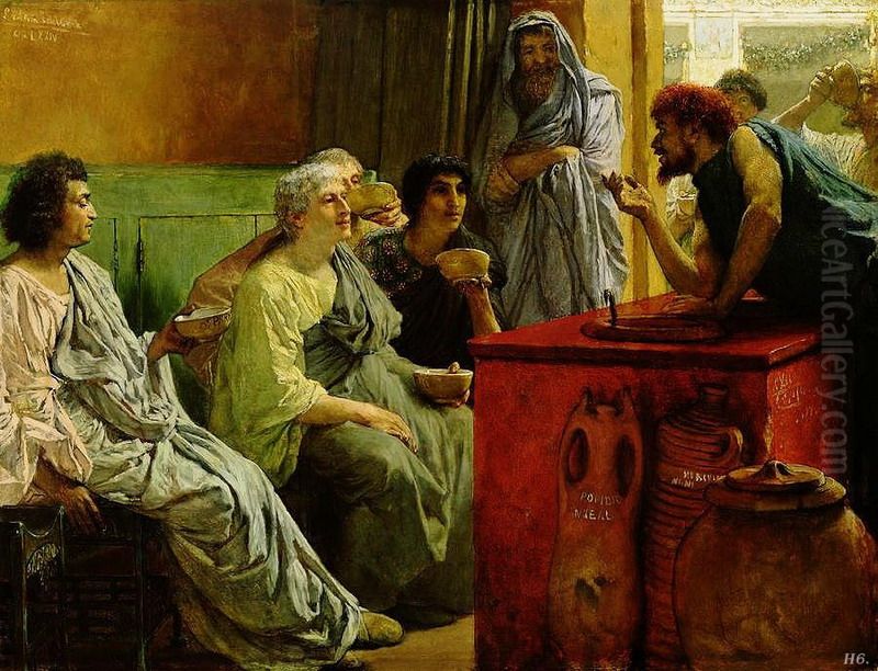 The Wine Shop Oil Painting by Lawrence Alma-Tadema