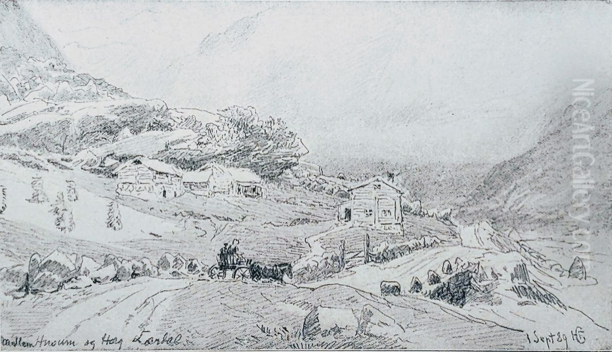 From Laerdal Oil Painting by Hans Gude