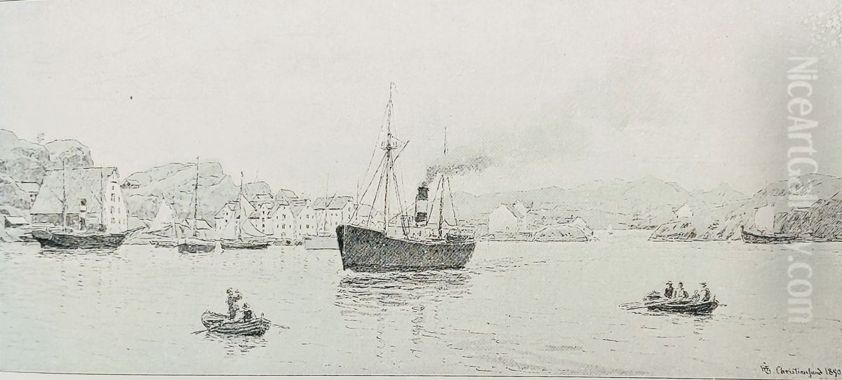 Christianssund Oil Painting by Hans Gude