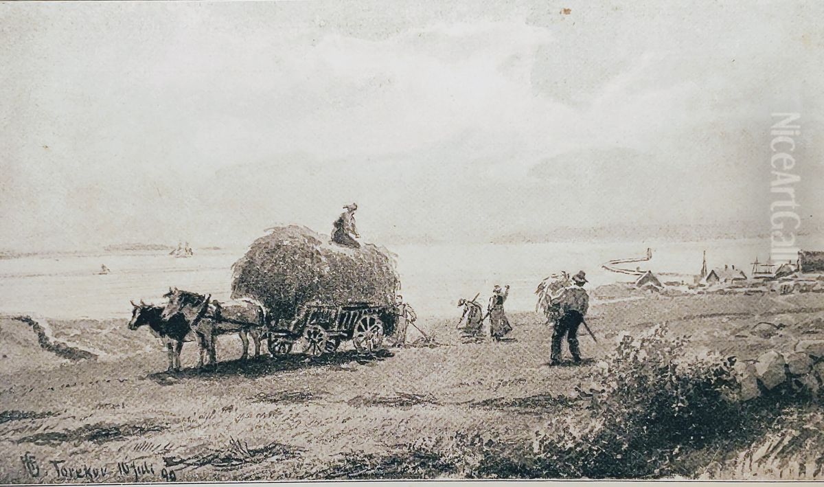 Hohostning ved Torekov Oil Painting by Hans Gude