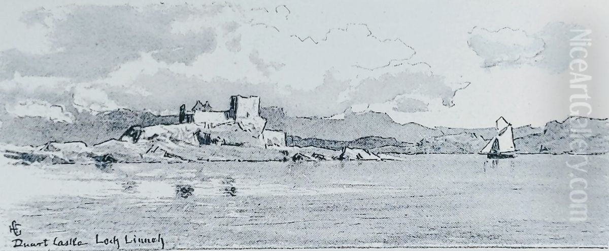 Duart Castle (Loch Linneh) Oil Painting by Hans Gude