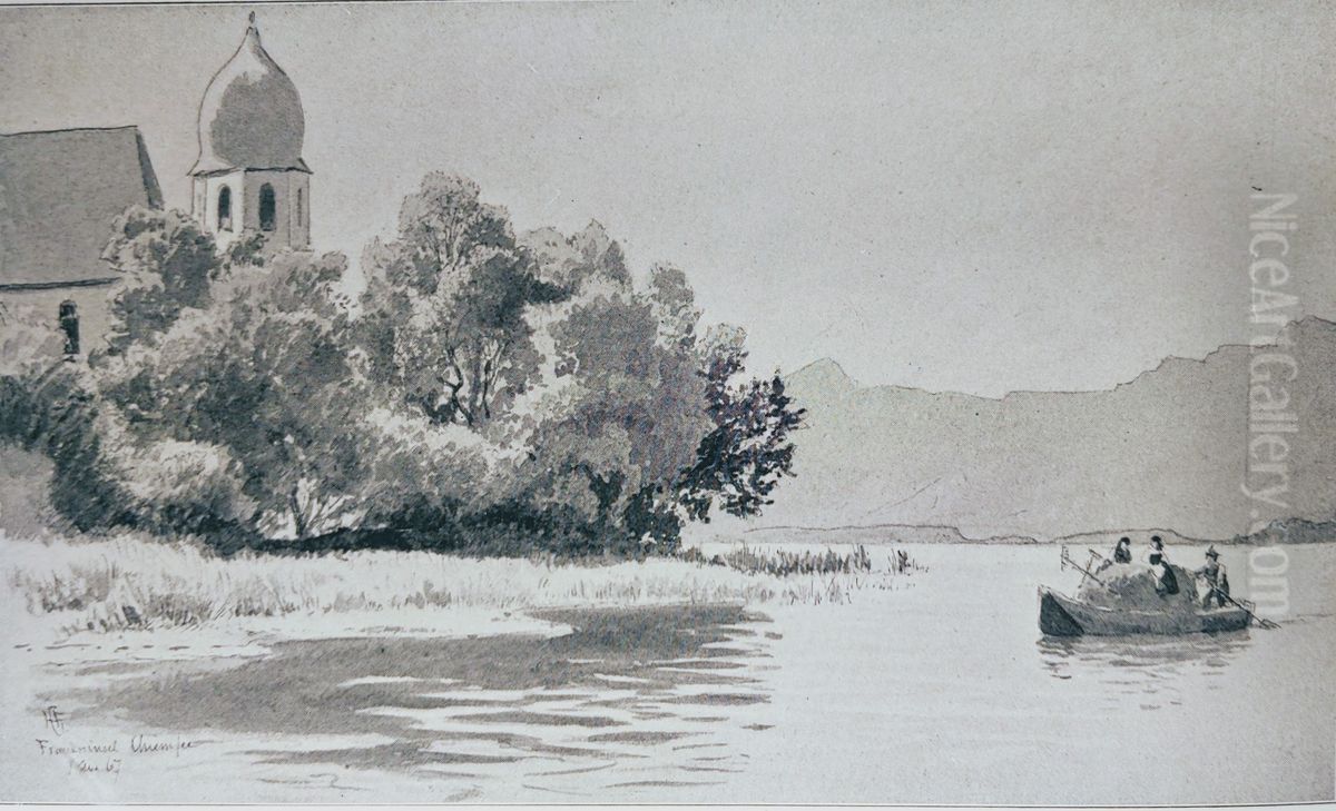 The Nunnery on Fraueninsel in Chiemsee Oil Painting by Hans Gude
