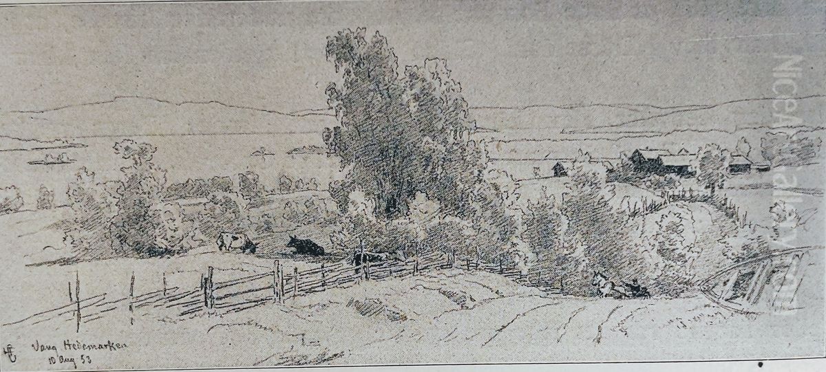 View Over Mjosen Oil Painting by Hans Gude