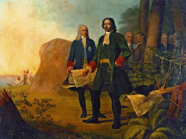 The foundation of St. Petersburg Oil Painting by Alexey Venetsianov