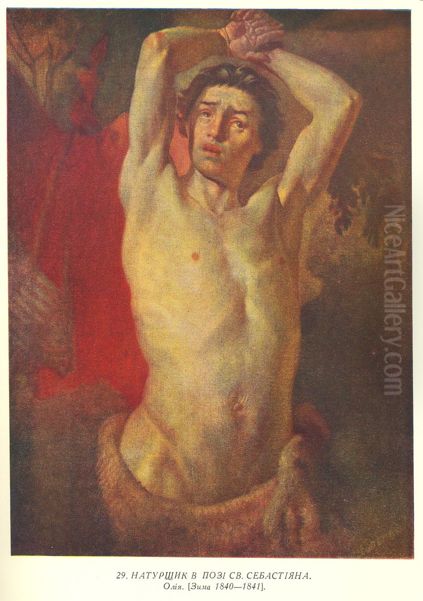 Natursik v pozi sv. Sebastiana Oil Painting by Taras Shevchenko