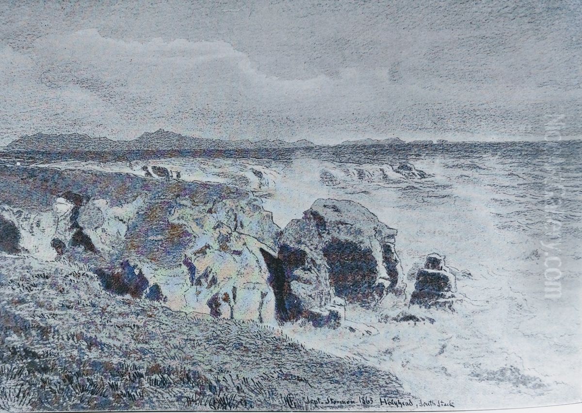 Storm at Holyhead Oil Painting by Hans Gude