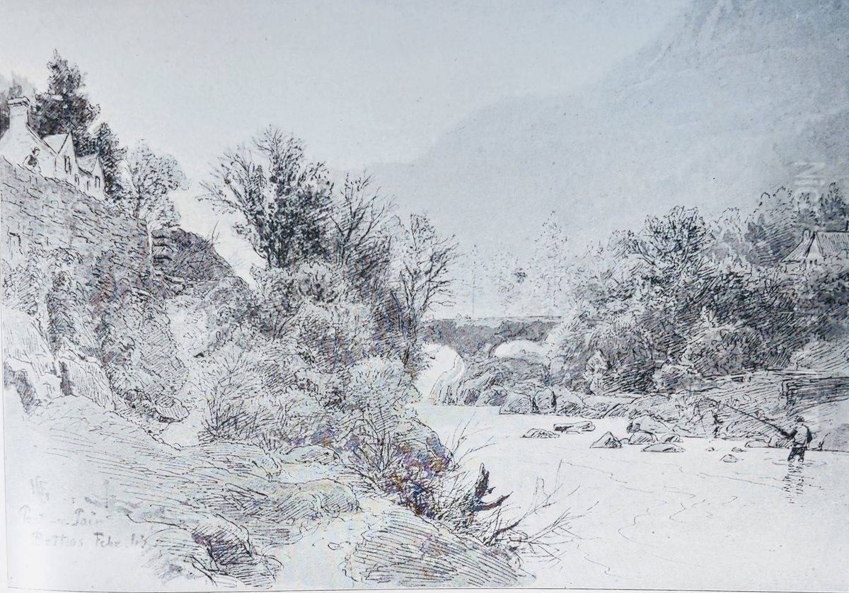 Pont-y-pair I Wales Oil Painting by Hans Gude