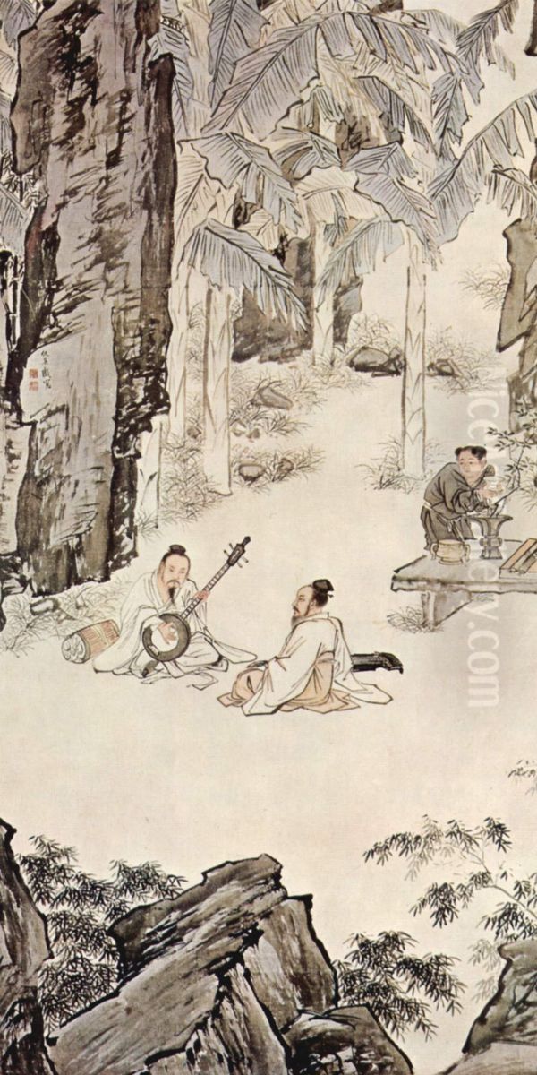 zhong wen: jiao yin jie xia Oil Painting by Qiu Ying