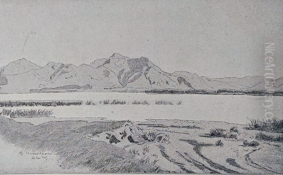 Chiemsee Oil Painting by Hans Gude