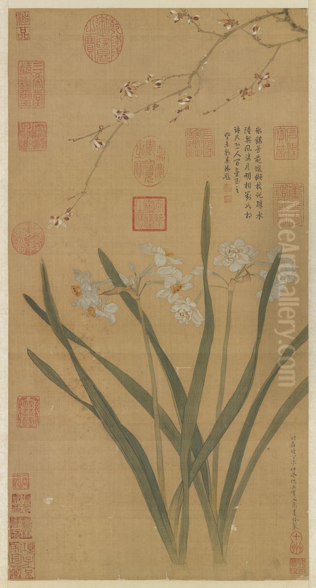 zhong wen: shui xian la mei Oil Painting by Qiu Ying