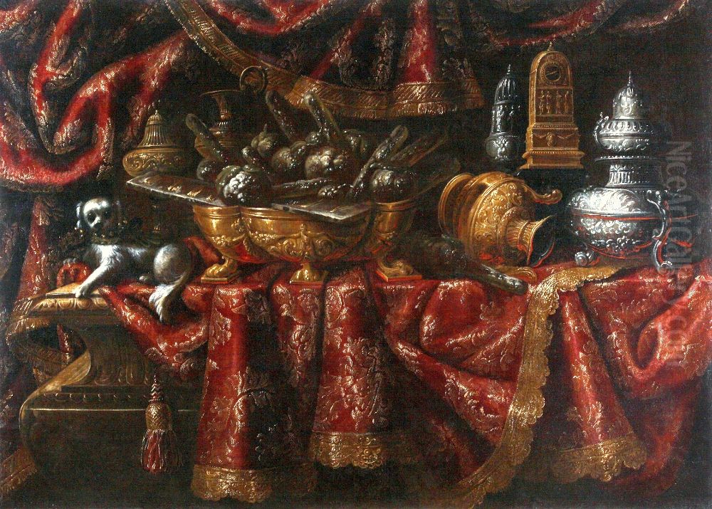 Still life with a dog. Oil Painting by Francesco Maltese