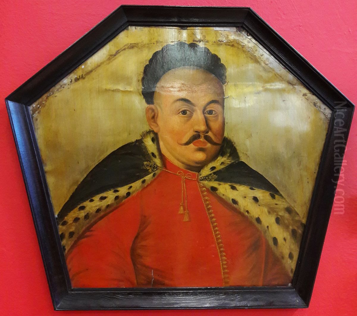 Coffin portrait of a man with curly czupryna. Oil Painting by Peter Danckerts de Rij