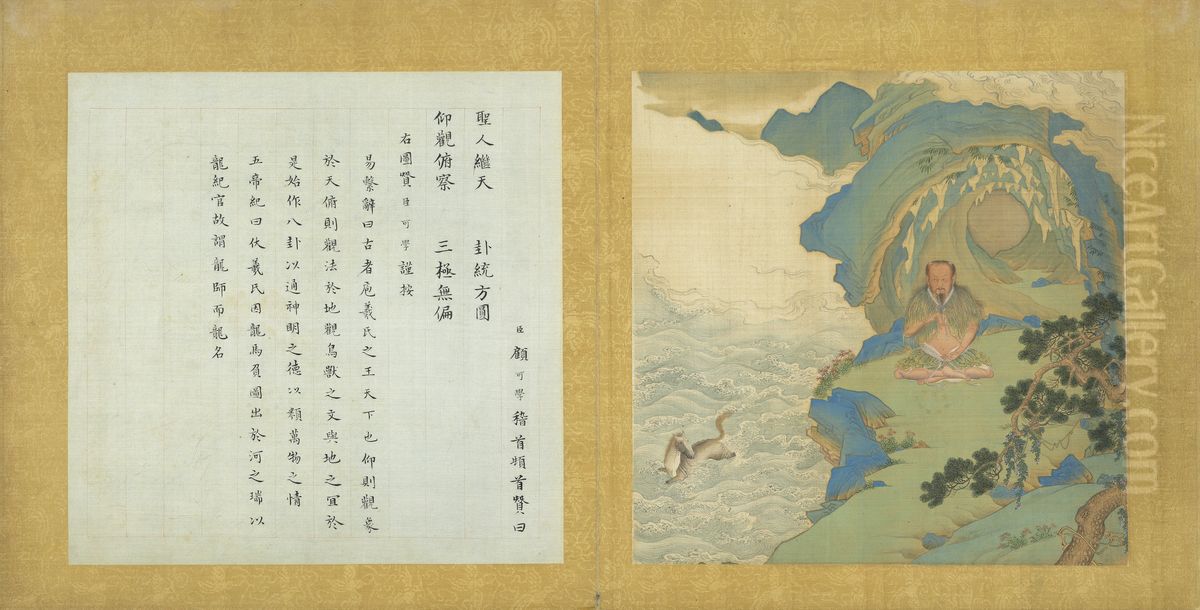 Legendary Emperor Fuxi Oil Painting by Qiu Ying