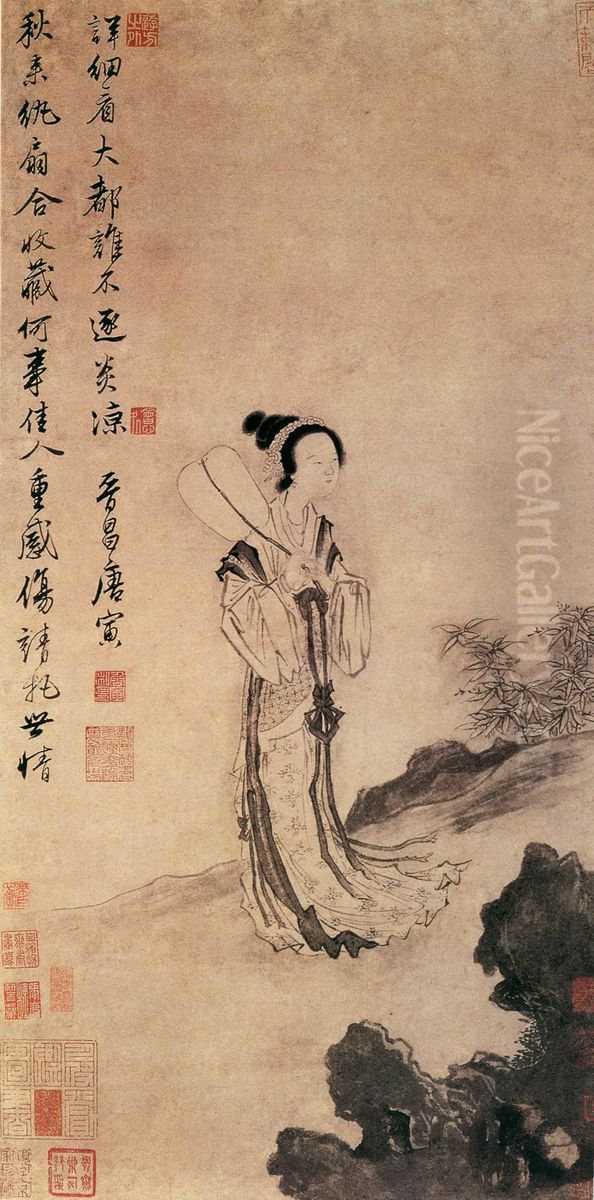 <<qiu feng wan shan tu zhou>> Oil Painting by Tang Yin