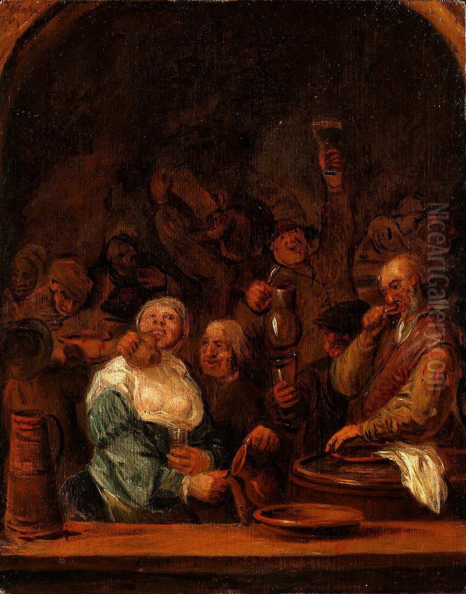 Peasants carousing in a tavern Oil Painting by Daniel Boone