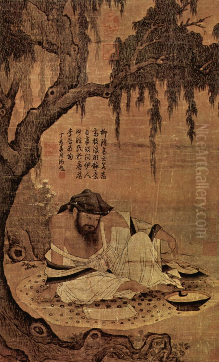A Chinese scholar in a meadow Oil Painting by unknown