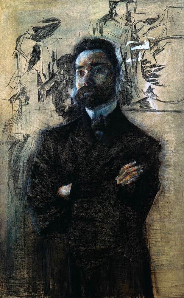 Portrait of Valery Bryusov Oil Painting by Mikhail Vrubel