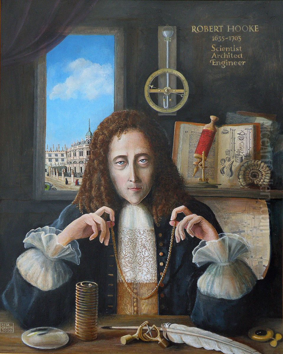Robert Hooke, Engineer Oil Painting by Rita Greer