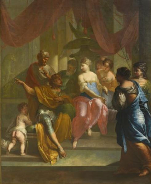 Zenobia ponders killing her husband Septimius Odaenathus to reign alone Oil Painting by Abraham Godijn