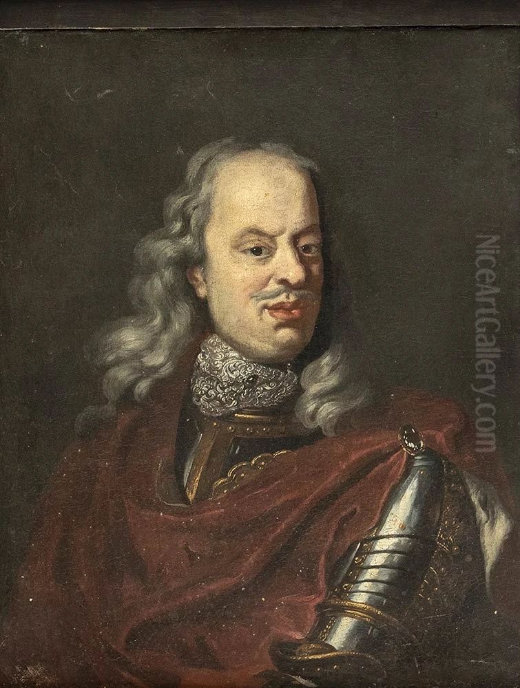 Portrait of Cosimo III de' in armour Oil Painting by Jan Frans van Douven