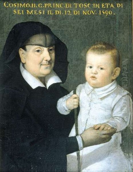 Cosimo II de' Medici (1590-1621) all'eta di sei mesi con la governante Costanza della Gherardesca, 1590 Oil Painting by Unidentified painter
