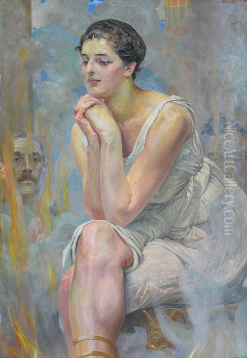 Pithia Oil Painting by Jacek Malczewski