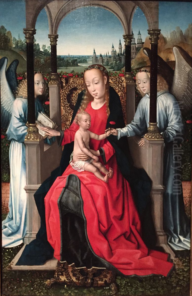 Virgin and Child Enthroned with Angels Oil Painting by Master Of The Legend Of Saint Lucy