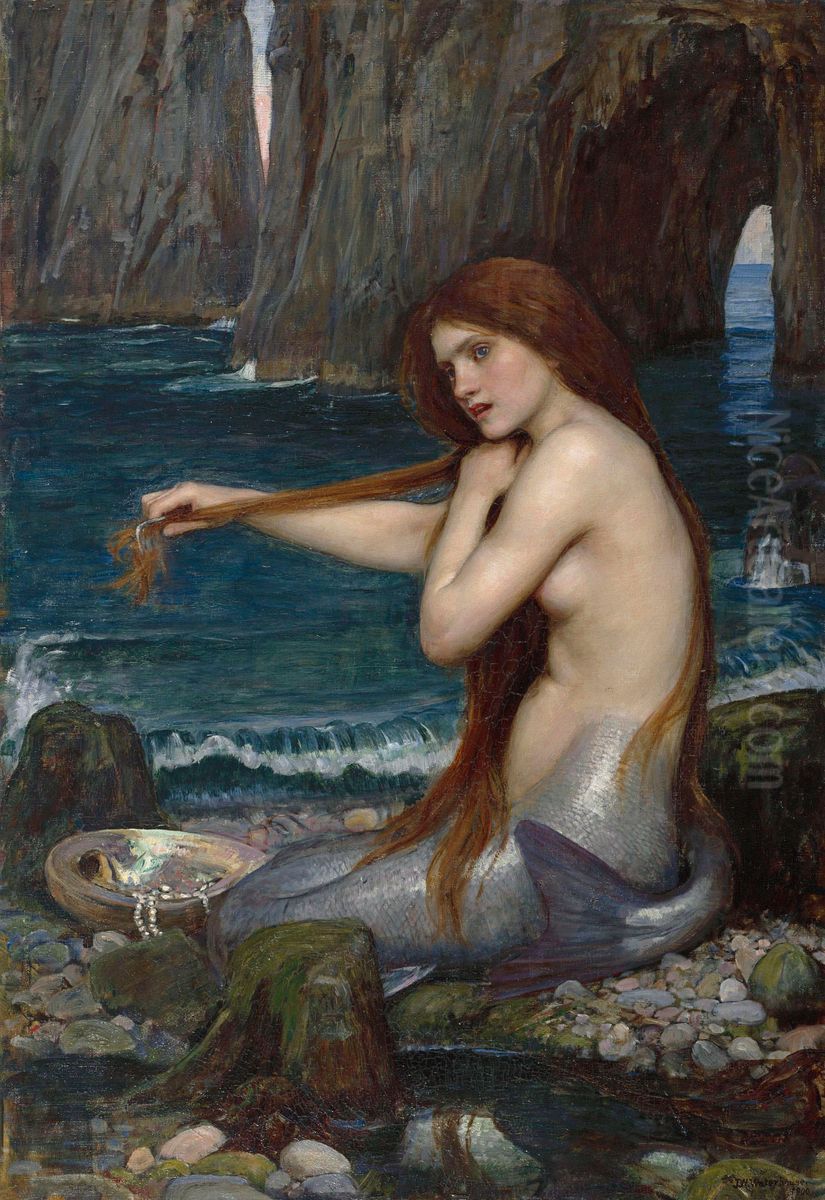 A Mermaid Oil Painting by John William Waterhouse