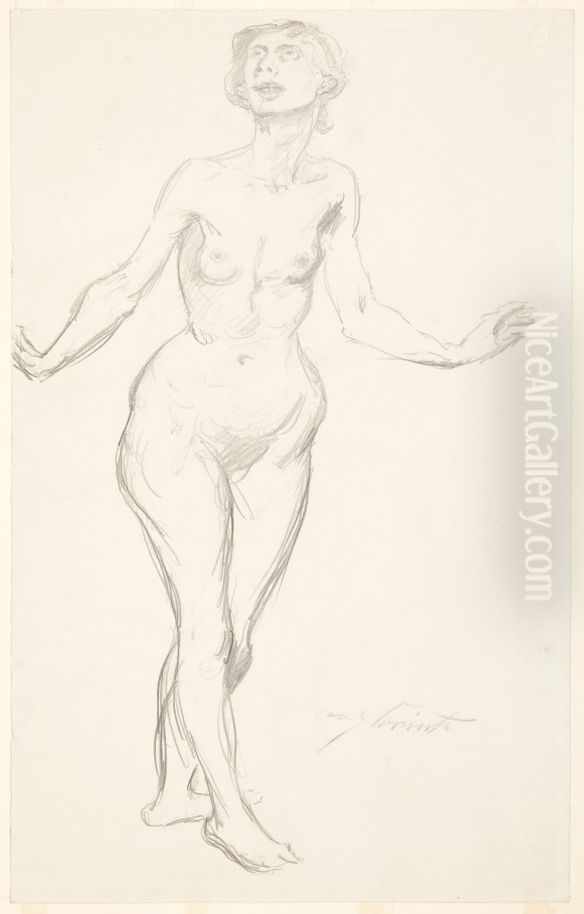 Stehender Madchenakt Oil Painting by Lovis (Franz Heinrich Louis) Corinth