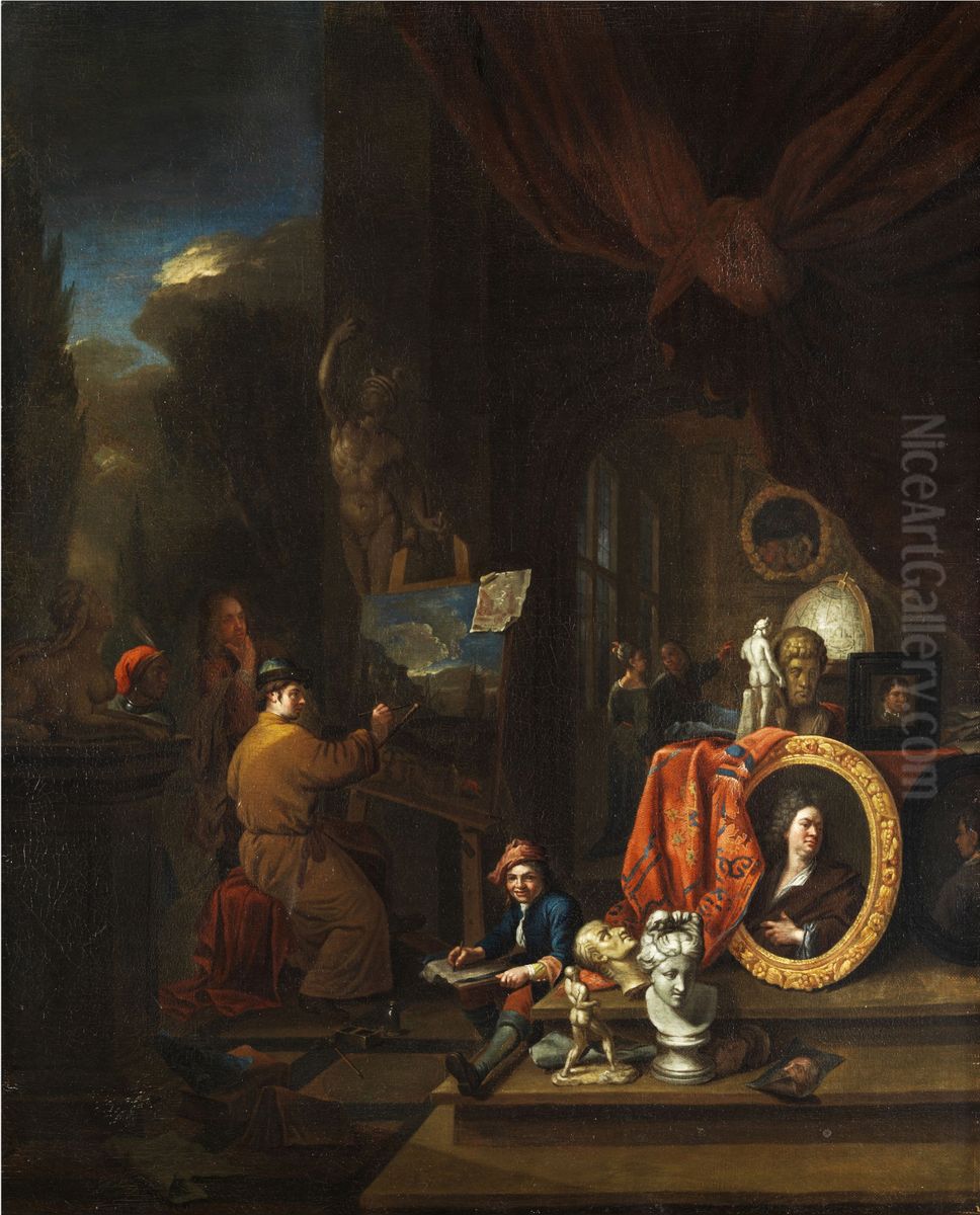 Painter in his studio Oil Painting by Gerard Thomas