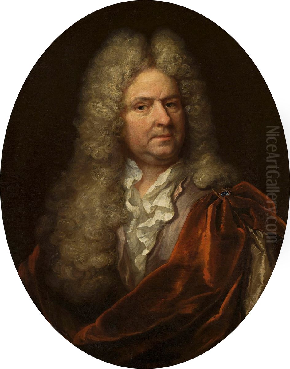 Portrait of a man in a long wig. Oil Painting by Nicolas de Largilliere