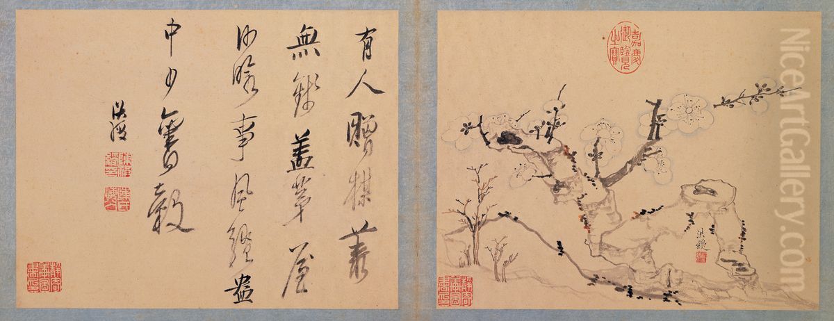 zhong wen: gu mei Oil Painting by Chen Hongshou