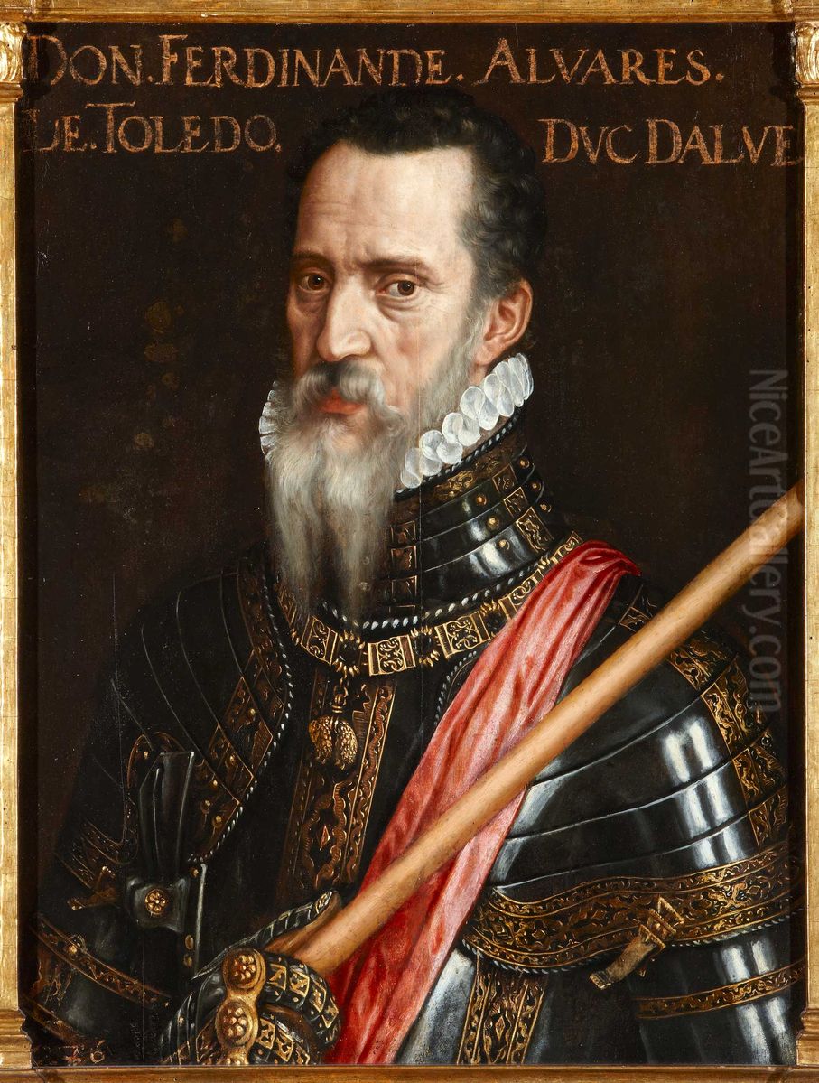 Portrait of Ferdinand Alvarez de Toledo, hertog van Alba (1507-1582) Oil Painting by Willem Adriaensz Key