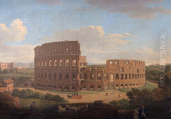 View of the Colosseum, Rome Oil Painting by Giacomo Van Lint