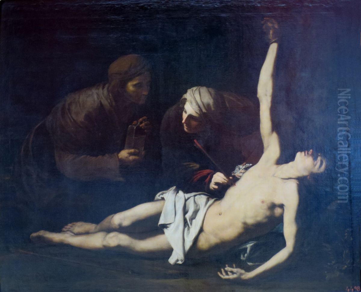 St Sebastian Cured by St Irene Oil Painting by Jusepe de Ribera
