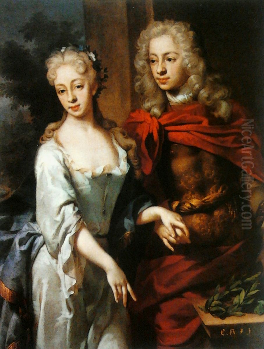 Portrait of a couple. Oil Painting by Godfrey Kneller