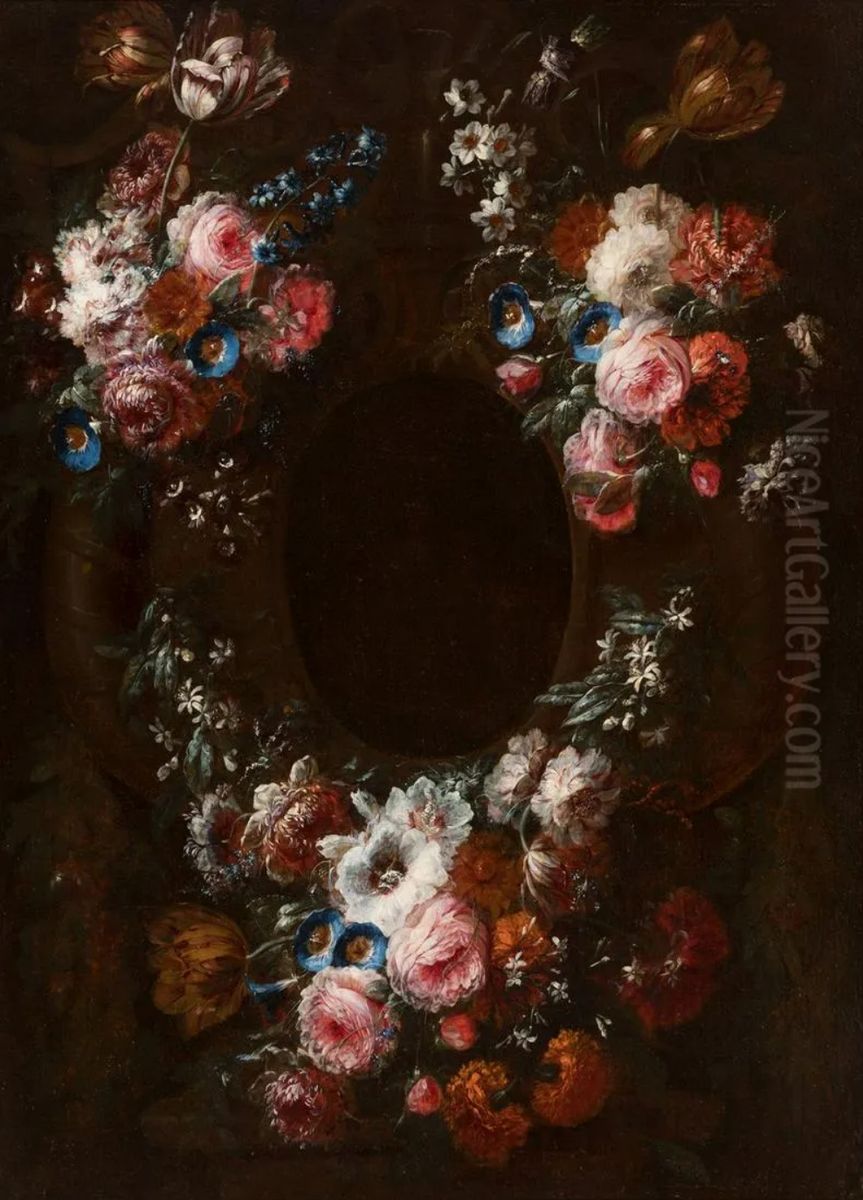 Flower garland Oil Painting by Jan Baptist Morel