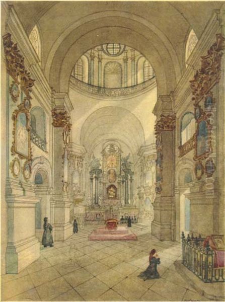 Pochaevskoy Cathedral (interior view) Oil Painting by Taras Shevchenko