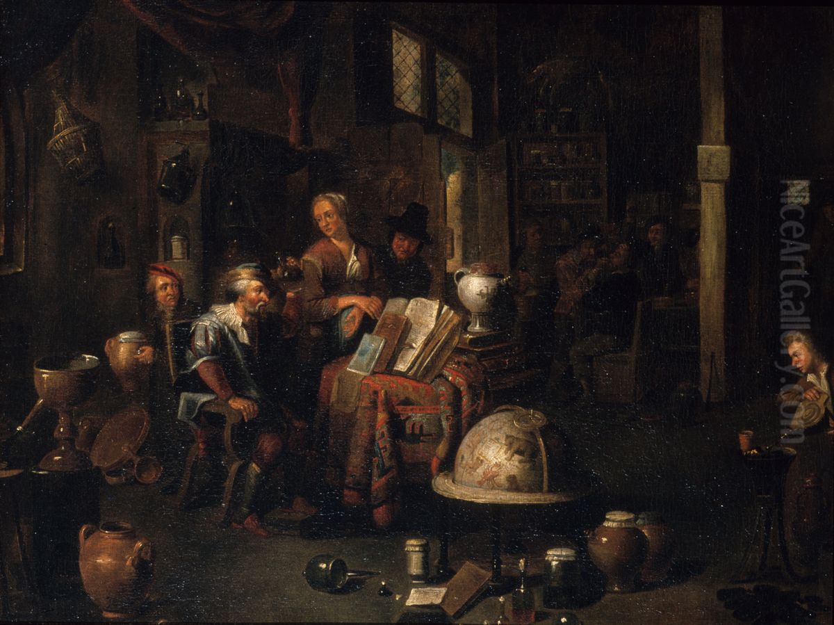The Alchemist in His Workshop Oil Painting by Balthasar Van Den Bossche